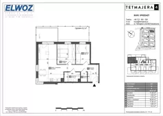 3 pokoje, mieszkanie 65,43 m², piętro 2, oferta nr A1.22, Tetmajera 4, Kościerzyna, ul. Kazimierza Przerwy-Tetmajera 4A