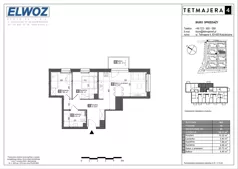 3 pokoje, mieszkanie 54,31 m², piętro 2, oferta nr A2.23, Tetmajera 4, Kościerzyna, ul. Kazimierza Przerwy-Tetmajera 4A