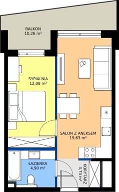 2 pokoje, mieszkanie 40,15 m², piętro 3, oferta nr M 33A, Stary Dworzec, Kartuzy, ul. Dworcowa
