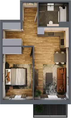 2 pokoje, mieszkanie 43,69 m², piętro 3, oferta nr M 36A, Stary Dworzec, Kartuzy, ul. Dworcowa