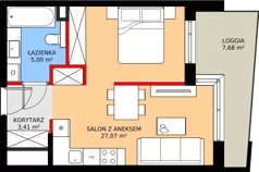 1 pokój, mieszkanie 35,71 m², piętro 2, oferta nr M 32A, Stary Dworzec, Kartuzy, ul. Dworcowa