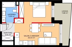 1 pokój, mieszkanie 35,29 m², piętro 3, oferta nr M 48A, Stary Dworzec, Kartuzy, ul. Dworcowa