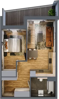 2 pokoje, mieszkanie 43,49 m², piętro 3, oferta nr M 35A, Stary Dworzec, Kartuzy, ul. Dworcowa