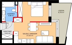 1 pokój, mieszkanie 35,75 m², piętro 1, oferta nr M 16A, Stary Dworzec, Kartuzy, ul. Dworcowa