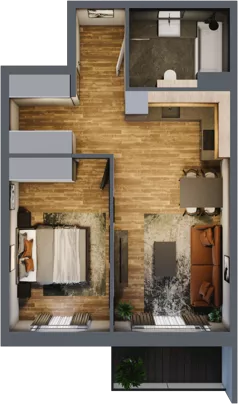 2 pokoje, mieszkanie 44,53 m², piętro 1, oferta nr M 4A, Stary Dworzec, Kartuzy, ul. Dworcowa