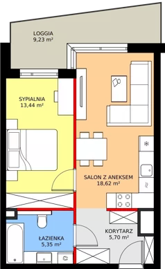 2 pokoje, mieszkanie 43,31 m², piętro 1, oferta nr M 58B, Stary Dworzec, Kartuzy, ul. Dworcowa