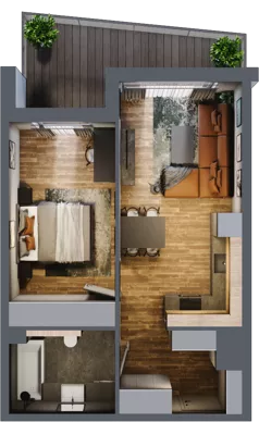 2 pokoje, mieszkanie 43,02 m², piętro 3, oferta nr M 80B, Stary Dworzec, Kartuzy, ul. Dworcowa