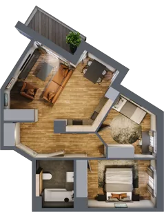 3 pokoje, mieszkanie 54,71 m², piętro 2, oferta nr M 62B, Stary Dworzec, Kartuzy, ul. Dworcowa