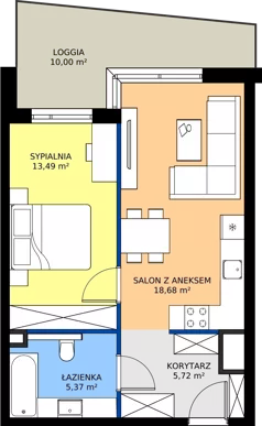 2 pokoje, mieszkanie 43,30 m², piętro 2, oferta nr M 69B, Stary Dworzec, Kartuzy, ul. Dworcowa