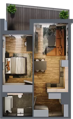 2 pokoje, mieszkanie 43,30 m², piętro 2, oferta nr M 69B, Stary Dworzec, Kartuzy, ul. Dworcowa