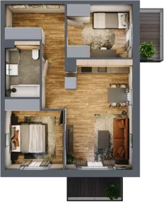 3 pokoje, mieszkanie 54,00 m², piętro 1, oferta nr M 54B, Stary Dworzec, Kartuzy, ul. Dworcowa