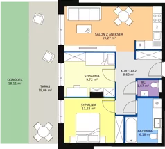 3 pokoje, mieszkanie 56,31 m², parter, oferta nr B 0.2, Melody Park, Łódź, Śródmieście, Śródmieście-Wschód, ul. Pomorska 72/74