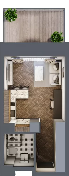 1 pokój, mieszkanie 26,22 m², parter, oferta nr C 0.5, Melody Loft, Łódź, Śródmieście, Śródmieście-Wschód, ul. Pomorska 72/74