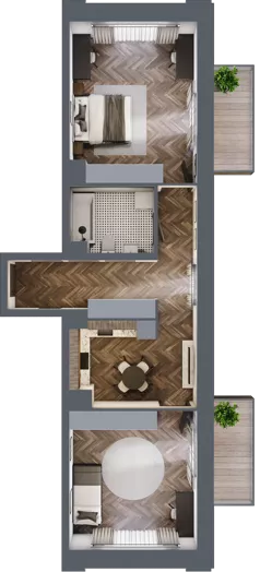 2 pokoje, mieszkanie 70,39 m², piętro 2, oferta nr C 2.5, Melody Loft, Łódź, Śródmieście, Śródmieście-Wschód, ul. Pomorska 72/74