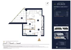 2 pokoje, mieszkanie 34,51 m², piętro 2, oferta nr D54, Rezydencja Zegrze III, Zegrze, ul. Groszkowskiego 22A