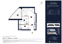 2 pokoje, mieszkanie 34,57 m², piętro 3, oferta nr D61, Rezydencja Zegrze III, Zegrze, ul. Groszkowskiego 22A