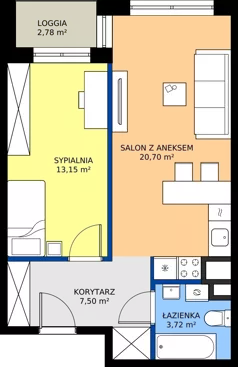 2 pokoje, mieszkanie 45,00 m², piętro 7, oferta nr M 7.07, Home Factory etap III, Warszawa, Praga Północ, Pelcowizna, ul. Kotsisa
