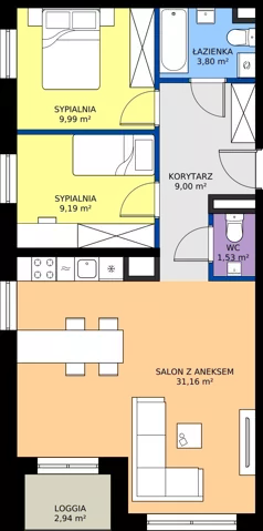 3 pokoje, mieszkanie 64,66 m², piętro 4, oferta nr M 4.20, Home Factory etap III, Warszawa, Praga Północ, Pelcowizna, ul. Kotsisa