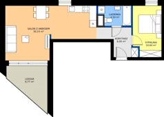 2 pokoje, mieszkanie 51,37 m², piętro 1, oferta nr D08, Rezydencja Zegrze III, Zegrze, ul. Groszkowskiego 22A