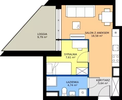 2 pokoje, mieszkanie 34,57 m², piętro 3, oferta nr D61, Rezydencja Zegrze III, Zegrze, ul. Groszkowskiego 22A