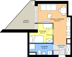 2 pokoje, mieszkanie 34,51 m², piętro 2, oferta nr D54, Rezydencja Zegrze III, Zegrze, ul. Groszkowskiego 22A