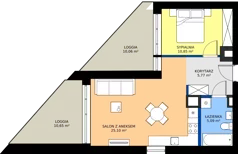 2 pokoje, mieszkanie 46,81 m², piętro 2, oferta nr D84, Rezydencja Zegrze III, Zegrze, ul. Groszkowskiego 22A