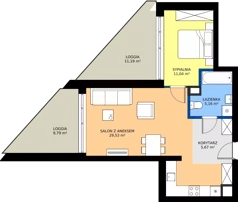 2 pokoje, mieszkanie 51,40 m², piętro 1, oferta nr D12, Rezydencja Zegrze III, Zegrze, ul. Groszkowskiego 22A