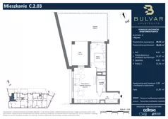 2 pokoje, apartament 47,32 m², piętro 1, oferta nr B.2.04, Bulvar Apartments, Gdańsk, Przymorze, ul. Czarny Dwór