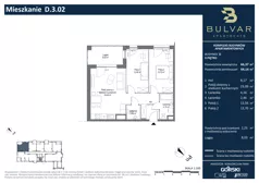 3 pokoje, apartament 64,14 m², piętro 2, oferta nr D.3.02, Bulvar Apartments, Gdańsk, Przymorze, ul. Czarny Dwór