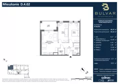 3 pokoje, apartament 64,14 m², piętro 3, oferta nr D.4.02, Bulvar Apartments, Gdańsk, Przymorze, ul. Czarny Dwór