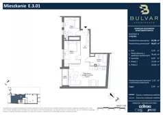 3 pokoje, apartament 64,67 m², piętro 2, oferta nr E.3.01, Bulvar Apartments, Gdańsk, Przymorze, ul. Czarny Dwór