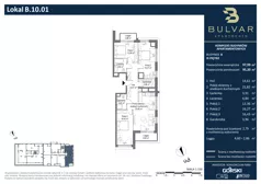 4 pokoje, apartament 95,20 m², piętro 9, oferta nr B.10.01, Bulvar Apartments, Gdańsk, Przymorze, ul. Czarny Dwór