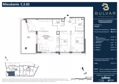 4 pokoje, apartament 98,24 m², piętro 1, oferta nr C.2.02, Bulvar Apartments, Gdańsk, Przymorze, ul. Czarny Dwór
