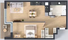 2 pokoje, apartament 57,07 m², piętro 1, oferta nr M.1.1, Marimonte - Apartamenty Mieszkalne, Warszawa, Bielany, Marymont-Kaskada, ul. Marymoncka 4