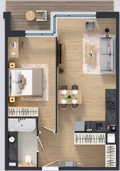 2 pokoje, apartament 49,62 m², piętro 2, oferta nr M.2.8, Marimonte - Apartamenty Mieszkalne, Warszawa, Bielany, Marymont-Kaskada, ul. Marymoncka 4