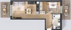 2 pokoje, mieszkanie 43,33 m², piętro 1, oferta nr MA038, ale!KEN, Warszawa, Ursynów, Ursynów Centrum, ul. Indiry Gandhi 7