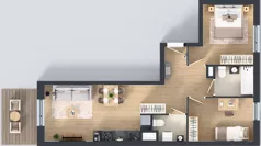 3 pokoje, mieszkanie 59,47 m², piętro 2, oferta nr MA039, ale!KEN, Warszawa, Ursynów, Ursynów Centrum, ul. Indiry Gandhi 7