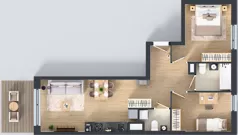 3 pokoje, mieszkanie 59,48 m², piętro 2, oferta nr MA066, ale!KEN, Warszawa, Ursynów, Ursynów Centrum, ul. Indiry Gandhi 7