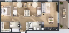 4 pokoje, mieszkanie 80,45 m², piętro 1, oferta nr MA088, ale!KEN, Warszawa, Ursynów, Ursynów Centrum, ul. Indiry Gandhi 7