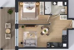 2 pokoje, mieszkanie 36,45 m², piętro 5, oferta nr A5/02, Orzechowa 2, Warszawa, Włochy, Okęcie, ul. Orzechowa 1