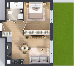 2 pokoje, mieszkanie 39,28 m², parter, oferta nr B0/02, Orzechowa 2, Warszawa, Włochy, Okęcie, ul. Orzechowa 1