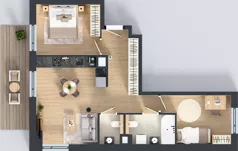 3 pokoje, mieszkanie 59,29 m², piętro 1, oferta nr B1/01, Orzechowa 2, Warszawa, Włochy, Okęcie, ul. Orzechowa 1