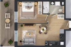 2 pokoje, mieszkanie 36,52 m², piętro 3, oferta nr A3/06, Orzechowa 2, Warszawa, Włochy, Okęcie, ul. Orzechowa 1