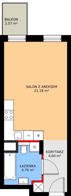 1 pokój, apartament inwestycyjny 30,57 m², piętro 3, oferta nr MU.3.24, Marimonte, Warszawa, Bielany, Marymont-Kaskada, ul. Marymoncka 4