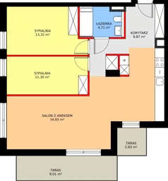3 pokoje, apartament inwestycyjny 73,85 m², piętro 1, oferta nr MU.1.30, Marimonte, Warszawa, Bielany, Marymont-Kaskada, ul. Marymoncka 4