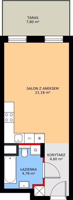 1 pokój, apartament inwestycyjny 30,57 m², piętro 1, oferta nr MU.1.19, Marimonte, Warszawa, Bielany, Marymont-Kaskada, ul. Marymoncka 4