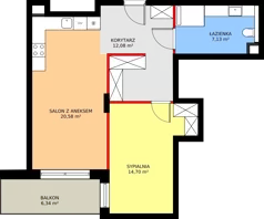 2 pokoje, apartament inwestycyjny 54,49 m², piętro 2, oferta nr MU.2.31, Marimonte, Warszawa, Bielany, Marymont-Kaskada, ul. Marymoncka 4
