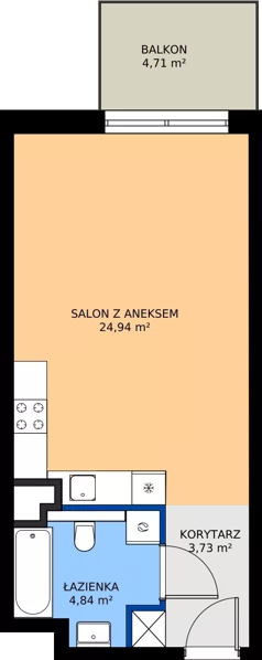 1 pokój, apartament inwestycyjny 33,51 m², piętro 4, oferta nr MU.4.20, Marimonte, Warszawa, Bielany, Marymont-Kaskada, ul. Marymoncka 4