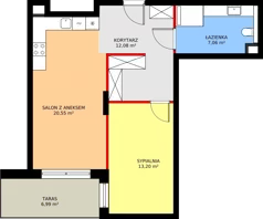 2 pokoje, apartament inwestycyjny 52,89 m², piętro 1, oferta nr MU.1.31, Marimonte, Warszawa, Bielany, Marymont-Kaskada, ul. Marymoncka 4