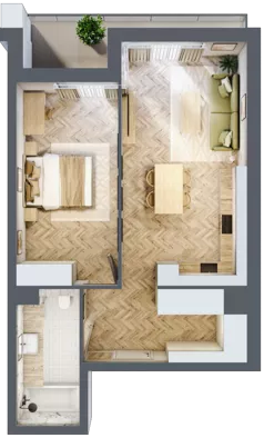 2 pokoje, apartament 52,20 m², piętro 1, oferta nr M.1.9, Marimonte - Apartamenty Mieszkalne, Warszawa, Bielany, Marymont-Kaskada, ul. Marymoncka 4